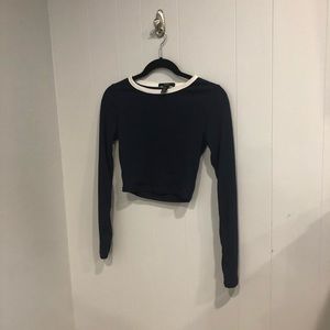 Forever 21 Navy Blue Long Sleeve Top Size: M